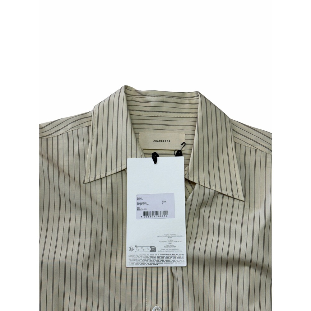 Jeanerica Martha Beige Stripe Button Down Shirt Long Sleeve Blouse NWT $300 S - Picture 2 of 3